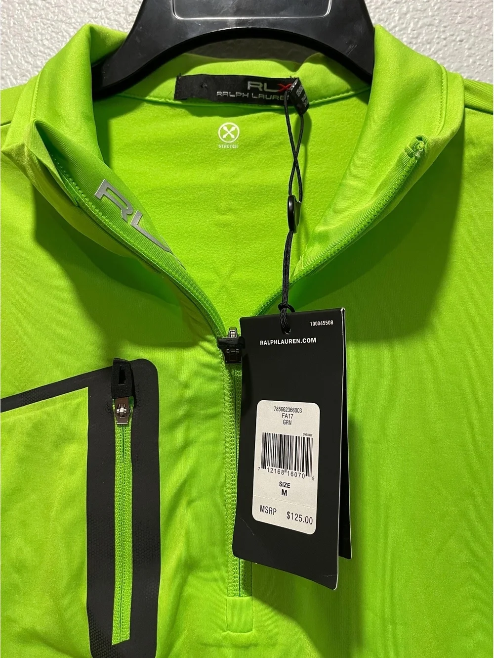 RLX Ralph Lauren Men's Lime Green Long Sleeve Quarter Zip